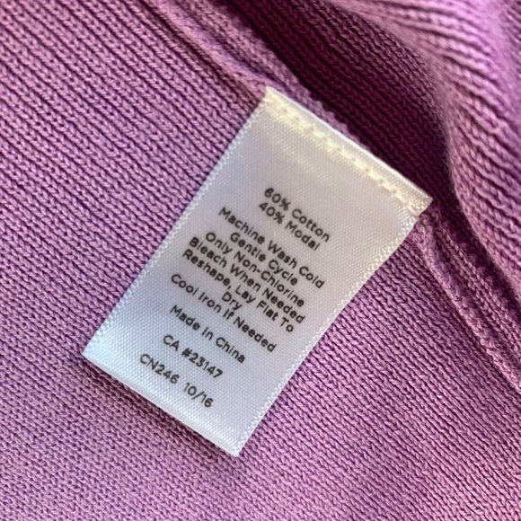 Talbots Open Cardigan Crop Sweater Womens Large Modal Ruffle Sleeve Purple NEW - Picture 8 of 12
